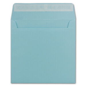 40 Quadratische Brief-Umschläge Hell-Blau - 15,5 x 15,5 cm - 120 g/m² Haftklebung stabile Kuverts ohne Fenster  -  von Ihrem Glüxx-Agent