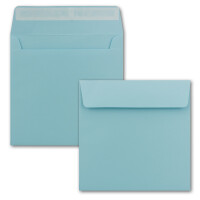 50 Quadratische Brief-Umschläge Hell-Blau - 15,5 x 15,5 cm - 120 g/m² Haftklebung stabile Kuverts ohne Fenster  -  von Ihrem Glüxx-Agent