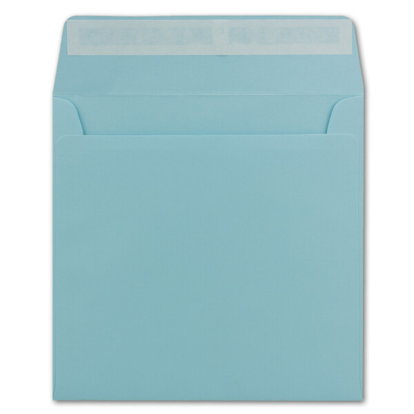 100 Quadratische Brief-Umschläge Hell-Blau - 15,5 x 15,5 cm - 120 g/m² Haftklebung stabile Kuverts ohne Fenster  -  von Ihrem Glüxx-Agent