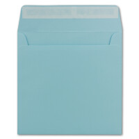 100 Quadratische Brief-Umschläge Hell-Blau - 15,5 x 15,5 cm - 120 g/m² Haftklebung stabile Kuverts ohne Fenster  -  von Ihrem Glüxx-Agent