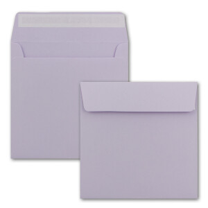 25 Quadratische Brief-Umschläge Flieder - 15,5 x 15,5 cm - 120 g/m² Haftklebung stabile Kuverts ohne Fenster  -  von Ihrem Glüxx-Agent