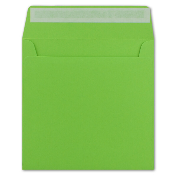25 Quadratische Brief-Umschläge Hell-Grün - 15,5 x 15,5 cm - 120 g/m² Haftklebung stabile Kuverts ohne Fenster  -  von Ihrem Glüxx-Agent
