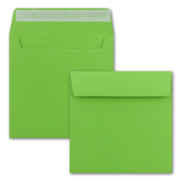 40 Quadratische Brief-Umschläge Hell-Grün - 15,5 x 15,5 cm - 120 g/m² Haftklebung stabile Kuverts ohne Fenster  -  von Ihrem Glüxx-Agent