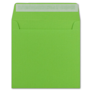 100 Quadratische Brief-Umschläge Hell-Grün - 15,5 x 15,5 cm - 120 g/m² Haftklebung stabile Kuverts ohne Fenster  -  von Ihrem Glüxx-Agent