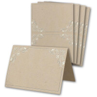 Glüxx Agent 10 Tischkarten Hochzeit - Kraftpapier-Optik mit Ornamenten - Platzkarten DIN A7 7,4 x 10,5 cm blanko bedruckbar zum Beschriften – Namenskarten, Tischreservierung für  Taufe