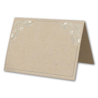 Glüxx Agent 10 Tischkarten Hochzeit - Kraftpapier-Optik mit Ornamenten - Platzkarten DIN A7 7,4 x 10,5 cm blanko bedruckbar zum Beschriften – Namenskarten, Tischreservierung für  Taufe