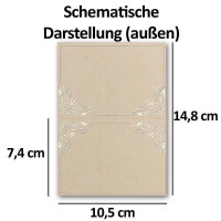 Glüxx Agent 75 Tischkarten Hochzeit - Kraftpapier-Optik mit Ornamenten - Platzkarten DIN A7 7,4 x 10,5 cm blanko bedruckbar zum Beschriften – Namenskarten, Tischreservierung für  Taufe