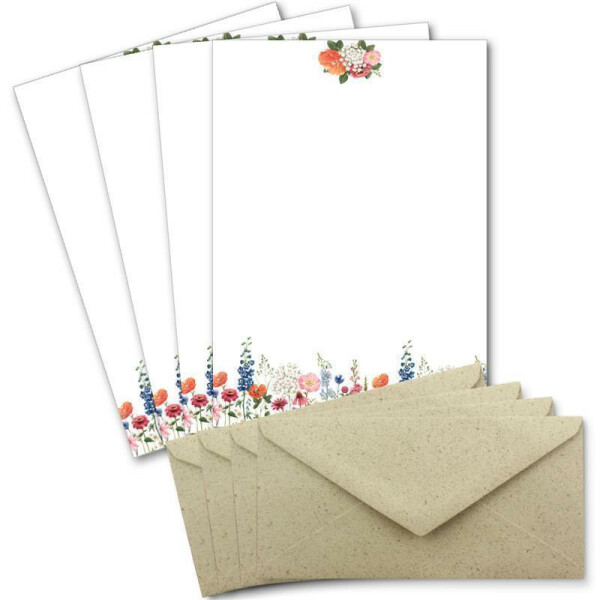 Briefbogen-Set Blumenwiese Graspapier DIN Lang